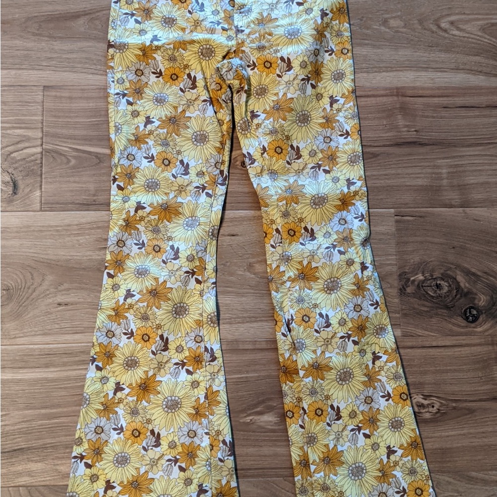 Forever 21 Yellow and Brown Flare Wide Leg Jeans